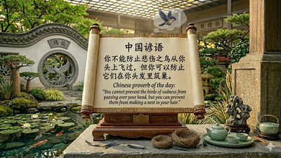 Chinese proverb of the day: “You cannot prevent the birds of sadness from passing over your head, but you can prevent their…” |