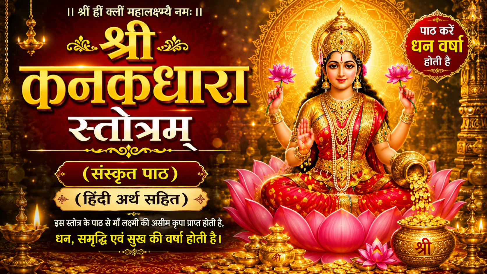 श्री कनकधारा स्तोत्रम्  (संस्कृत हिन्दी पाठ)