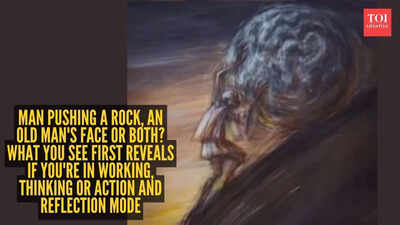 Optical illusion personality test: Man pushing a rock, an old man’s face or both? What you see first reveals if you’re in working, thinking or action and reflection mode