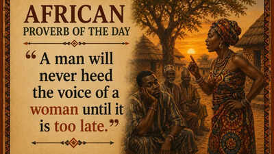 African proverb of the day: “A man will never heed the voice of a woman until it is too late.” |